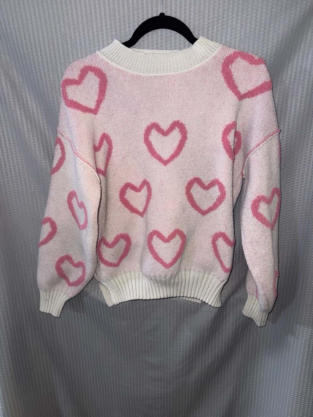 Royal & Reese Michelle Heart Shape Bubble Sleeve Baggy Sweater